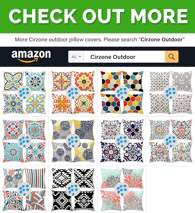 Cirzone Outdoor Pillow Covers 18x18 Set of 4 Morden Black Geometric Patterns Waterproof Throw Outdoor Pillows Boho Decorations for Funiture Patio Garden Home