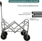 Steel Yard Cart, Garden Wagon with Adjustable Handles, Wheels, Foldable Wagon, Heavy Duty Folding Utility Garden Cart for Garden Farm Orchard Warehouse navy blue