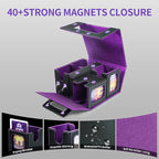 AFIING Commander Deck Box for MTG, Holds 400+ Double-Sleeved Cards, 4 Removable Deck Cases with Display Window, Dice Tray/Handle,Trading Card Storage Organizer/Dividers for TCG (Black Purple)