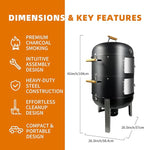 Realcook Vertical Charcoal Smoker Grills: Premium 20.5 Inch BBQ Meat Smokers - Barbecue Charcoal Grill Smoker Combo for Outdoor Cooking Patio Backyard Picnic Party Grilling