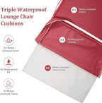 80 x 26in Chaise Lounge Cushions Outdoor Furniture Set of 2 Patio Pool Lounge Chair Cushions 4'' Waterproof Outdoor Double Weather Resistant Detachable Chaise Cushion(Burgundy)