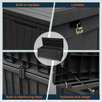 Heavy Duty Storage Box,180 Gallon Black Outdoor Storage Box is Made of Resin for Outdoor, Patio or Indoor Use.
