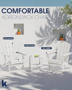 KINGYES Folding Adirondack Chair Set of 8, HDPE All-Weather Folding Adirondack Chair, White