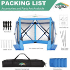 COBIZI 10x10 Pop up Gazebo Screen House Tent for Camping, Pop-up Camping Canopy with Sidewalls,Portable Outdoor Quick-Set Hub Tent with Carrying Bag&Ground Stakes,Blue(Upgraded 2.0)