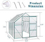 Favfurish 6X10 FT All Season Heavy Duty Walk-in Greenhouses, Outdoor Polycarbonate Plants Green House for Backyard Garden, Sliding Door Raised Base Anchor Aluminum, Green