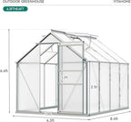 YITAHOME 6x8FT Polycarbonate Greenhouse Heavy Duty Green Houses Outdoor Aluminum Greenhouses with Sliding Doors Vent Window Walk-in Greenhouse Large Sun House for Garden Backyard, Matte Silver