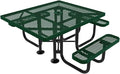 COATEDOUTDOORFURNITURE Heavy-Duty Portable ADA-Compliant Outdoor Picnic Table with Umbrella Hole, Expanded Metal Patio Dining Furniture Made in America (46" Square Top, Green)