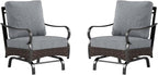 Sophia & William Extra Large Outdoor Patio Motion Sofa Chairs Set 2 PCS Heavy-Duty Metal Porch Furniture with High Back & Deep Seating Area, 5.5" Thicken Cushions for Deck, Lawn, Outside (Grey)