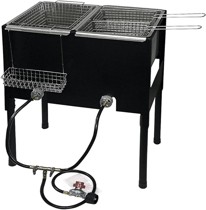 Barton 148,000 BTU High-Pressure Triple Basket Deep Fryer Dual Burner Propane LPG Fish Cooker Fry Basket Fryer Outdoor Catering, Events, Camping