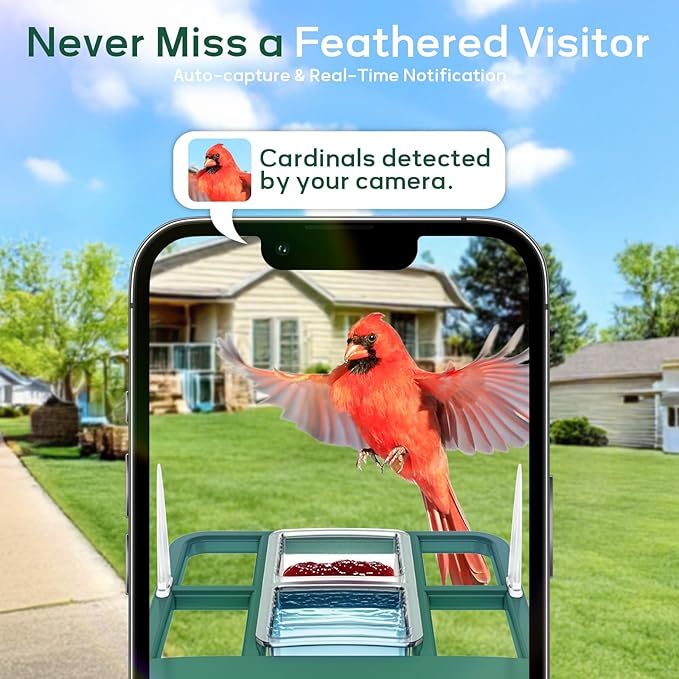 Smart Bird Feeder with Camera,Solar Powered,Waterproof Outdoor WiFi Bird House with Camera,Built in AI Birds Identification,Auto Records FHD Birds Videos to Cloud Storage,Ideal Gift for Mom and Dad