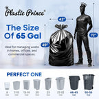 64-65 Gallon Trash Bags Heavy Duty with Flap Ties Extra Large Garbage Bags 2 Mil Outdoor Trash Bags 43 x 49 Trash Can Liners, Black Pack of 20