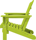 KINGYES Folding Adirondack Chair, HDPE All-Weather Patio Chairs, Wooden Textured Lawn Chair for Poolside, Backyard, Deck, Fire Pit, Apple