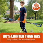 SENIX 20V Cordless Pole Saw, 8 Inch Telescopic Electric Pole ChainSaw with Articulating Head, 2.5Ah Battery & Charger Included for Tree Trimming, Pruning, and Cutting