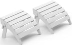 SERWALL Folding Adirondack Ottoman Set of 2, No-Assembly Outdoor Footstool, High Impact Polystyrene Folding Adirondack Footrest, White