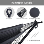 SUNCREAT 2-in-1 Hammocks Convertible Portable Double Hammock with Stand Included, Outdoor Hammock and Stand, Patent Pending, Dark Grey with Tassel