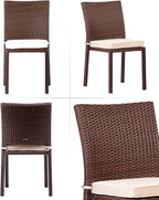 Amazonia Jefferson 11-Piece Patio Extendable Dining Table Set | Brown Wicker Chairs with Cushion | Ideal for Outdoors and Indoors