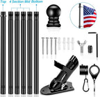 7 FT Flag Pole Kit for Outside House Porch Wall Mounted with 2-Position Bracket Holder & Rotating Metal Flagpole Ring, 1" Spinning Stainless Steel Thicken Flag Poles for 4x6 American Flag(7 FT, Black)