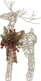 Alpine Corporation Gold Wire Holiday Decor Reindeer with Warm White LED Lights