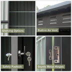 Small Metal Storage Shed 5x3ft Outdoor, Dark Gray Garden Shed with Sloping Roof & Lockable Double Doors - Galvanized Steel Utility Tool Shed for Backyard, Patio, Lawn