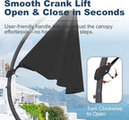 11FT Cantilever Umbrella with Base Large Curvy Outdoor Aluminum Offset Umbrella w/ 360° Rotation, UV Resistant Canopy for Patio, Garden, Backyard, Black