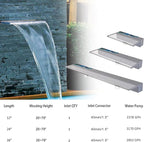 PONDO Lighted Waterfall Pool Fountain 24" with LED 7 Color Changing and Remote, Acrylic Waterfall Spillway for Sheer Descent Garden Outdoor