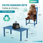 LOUNZY 9 Pieces Patio Dining Sets, Outdoor HDPE Furniture Set for 8 w/ 2" Hole Cut-Out Dining Table with 8 Patio Chairs(2 W/Armrest, 6 w/o Armrest), Navy