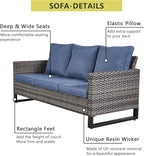 HUMMUH 7 Piece Patio Furniture with Fire Pit 30in 55,000 BTU,PE Wicker Outdoor Conversation Sets - Couch,Patio Swivel Chairs and Ottomans,Side Table for Porch,Garden,Backyard