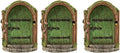 JJLFresheners 3Pcs Green Fairy Door Wooden Miniature Fairy Garden Doors Outdoor Mini Gnome House Accessories for Tree Trunk Ornaments Miniatures, Garden Sculptures and Statues, Fairy Door