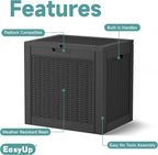 30 Gallon Waterproof Resin Deck Box, UV Resistant Outdoor Storage for Garden, Patio, Porch, Delivery, Rattan Black