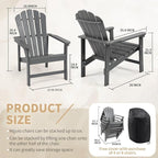 Stackable Adirondack Chairs Set of 4, Space Saving HDPE All-Weather Fire Pit Chair with Cover for Outdoor Lawn Porch Deck