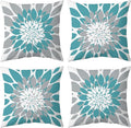 Qahing Pack of 4 Outdoor Waterproof Pillow Covers 16x16 Decorative Outdoor Throw Pillows Garden Square Cushion Cases for Patio Furniture, Couch, Tent Sunbrella, Bench, Teal Turquoise Grey