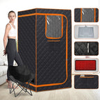 Smartmak Portable Infrared Sauna,1 Person Infrared Sauna Box with 660nm Red Light Therapy, Full Size Sauna Tent for Home, Foot Heating Pad, Folding Chair (Orange-1Person)