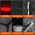 Gollense Portable Sauna for Home with 660nm Red Light Therapy Lamp, Full Body Sauna Sweat Tent with 3L 1100W Steamer, Thicken Sauna Box, Folding Chair, Adjustable Temperature, Timer Setting, Black