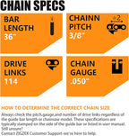 36 Inch Chainsaw Chain 3/8 .050 114DL, 72LPX114G Fit for MS440 MS441 MS460 MS461 MS660 MS661 044 046 066