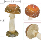 Mushroom Decor Outdoor Garden Statue - Garden Gnome's Favorite Garden Decoration Patio Decor (11.8", Brown)