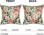 Pyonic Outdoor Pillows Cover Pack of 2 Floral Waterproof Throw Pillow Covers 18X18 inch Outdoor Pillows for Patio Furniture Garden Square Outside Waterproof Pillow