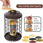 Caged Bird Feeders Metal - 3 Lbs - Squirrel-Proof Wild Bird Feeders, Clear Tube Feeders Hanging Outside Starling Proof, Detachable Cleaning, 4 Feed Ports(Copper)