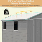 Devoko 6x8 Ft Outdoor Storage Shed - Lockable Resin Tool Shed with Window & Floor - Easy Assembly for Garden, Backyard