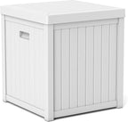 51 Gallon Resin Deck Box, Outdoor Storage Box Waterproof for Patio, Garden, Pool, and Deck, Storage Solution for Cushions, Tools, Delivery Packages, White