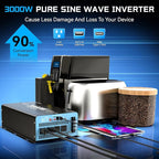 New Upgraded 24V 3000 Watts Pure Sine Wave Inverter, 24V DC to 110V/120V AC Power Inverter with 4 AC Outlets, USB Port, Type-C Port for Truck, Vehicle, Power Outage, Remote Control with LCD Screen