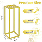 Gold Cylinder Stands for Party,2pcs Wedding flower stand,Metal Square Pedestal Stand for Display plant Parties Birthday Decor,31.5 Inch