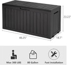 80 Gallon Deck Box Large Outdoor Storage Boxfor Patio Furniture,Outdoor Cushions, Garden Tools, Sports Equipment and Pool Supplies, Waterproof, Resin, Lockable
