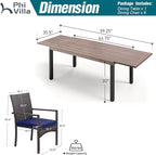 PHI VILLA 9 Piece Patio Dining Set for 8, Expandable Wood-Like Metal Dining Table & Wicker Chairs with Cushions, Large Dining Furniture for Outdoor Deck, Backyard, Porch