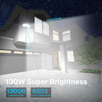 Olafus 130W Flood Lights Outdoor, 13000LM Super Bright LED Flood Light, IP65 Waterprooof Outdoor Flood Light Fixture, 3 Adjustable Heads, 6500K Exterior Security Lights for Yard, Garage, Black