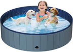 UCCY Foldable Dog Pool for Large Dogs Hard Plastic Kiddie Swimming Pool Non-Slip Portable Dog Bathtubs Collapsible Multi-Use Whelping Box Ball Pit Outdoor Pool for Backyard Duck Pond Grey XL-63"x12"