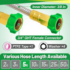Short Garden Hose with Female to Female Connector, 5ft Metal Leakproof Leader Hose for Hose Reel, Heavy Duty 304 Stainless Steel Flexible Hose for Outdoor Garden Watering Car Pet Cleaning