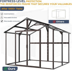 Plastic Shed 8x8 Outdoor Storage Resin Sheds, 2 Lockable Awning Windows, Reinforced Steel Frame, Heavy-Duty Resin Garden Shed for Backyard, Patio, Tool & Bike Storage