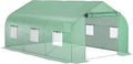 Outsunny 11.5' x 10' x 6.5' Outdoor Walk-in Greenhouse, Tunnel Green House with Roll-up Windows, Zippered Door, PE Cover, Heavy Duty Steel Frame, Green