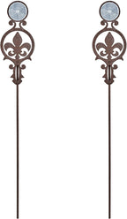 Touch of Class Pathways Reflective Driveway Marker Stake Set of Two for Outdoor Use | Fleur-de-Lis Emblem Design | Personalized Tall Reflector Set of 2 | Weathered Bronze Durable Finish