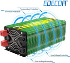 EDECOA 3000 Watt 24 Volts Power Inverter Pure Sine Wave 3000W DC 24V to 120V AC Solar Inverter with 3 Outlets and AC Terminal Block